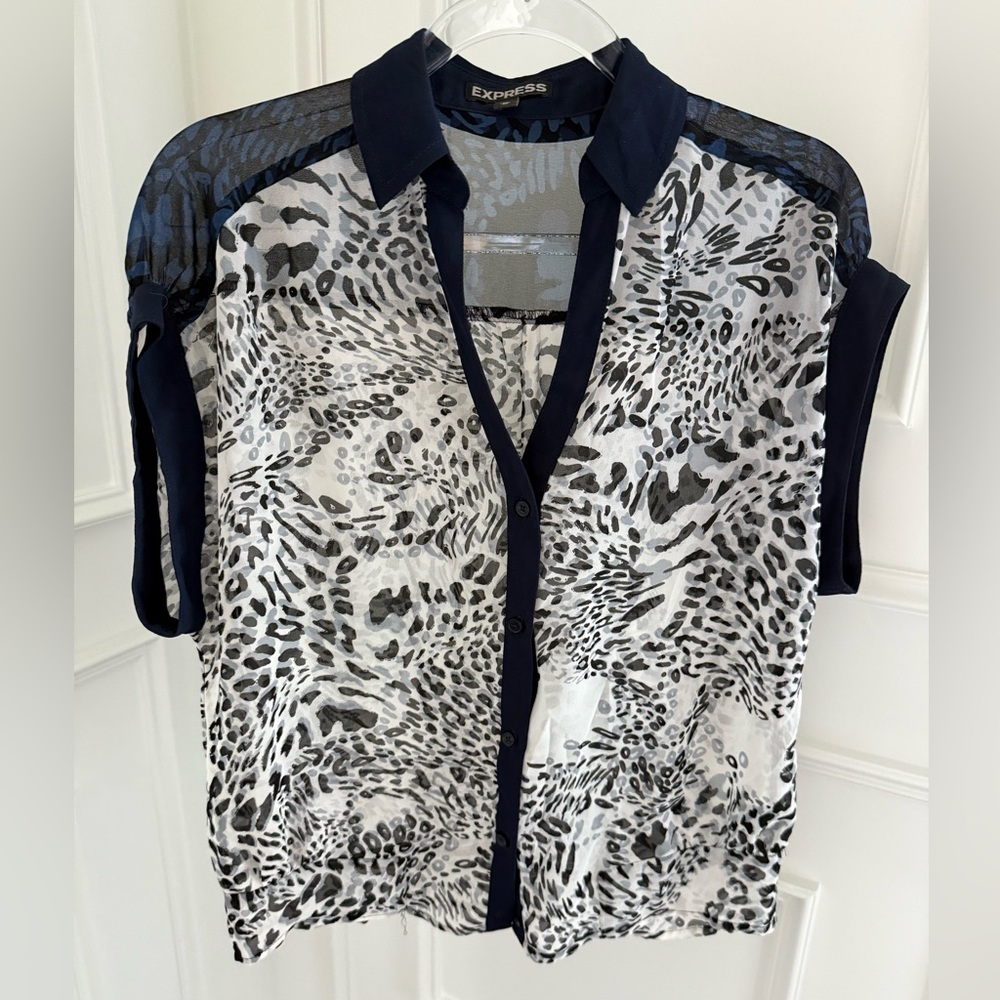 Express Black and White Animal Print Women's Top